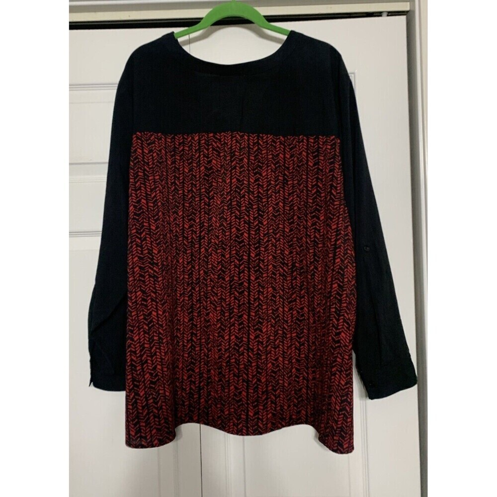 Catherines Red & Black Button Front Tunic Top 4x … - image 5